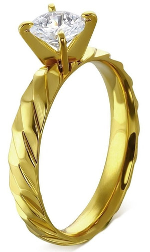 Anillo De Acero Diseño Compromiso Twist Queen Dorado