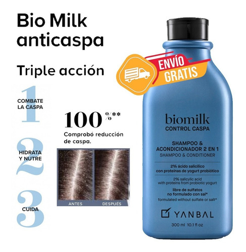 Imagen 1 de 3 de Biomilk Shampoo Y Acondicionador  2 En 1 Control Caspa 300ml