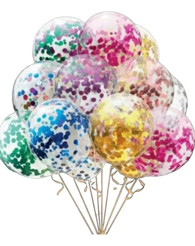 Globo Con Confety Decorativo R12 Paquete X 12 Unidades.