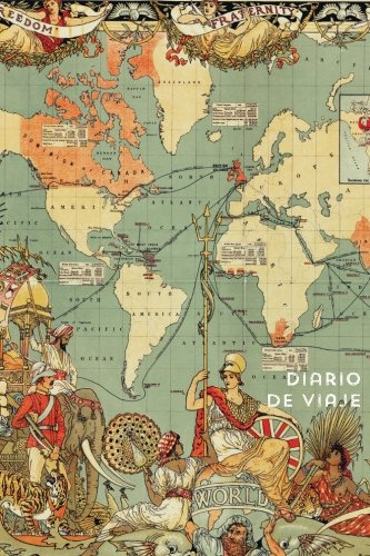 Diario De Viaje Mapa Del Mundo Vintage Antiguo. Cuaderno De