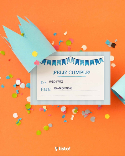 Tarjeta Feliz Cumpleaños Imprimible Banderin Celeste