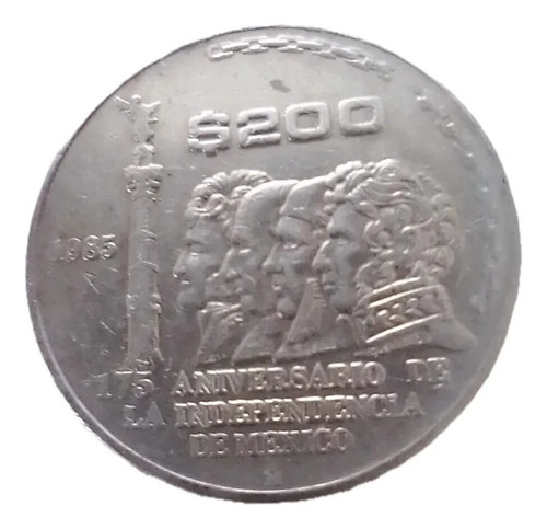 Moneda 200 Pesos Aniversario 175 Independencia México (1985)