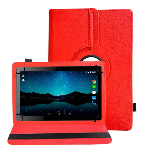 Capa Tablet Multilaser M10 M10a Giratória Premium - Vermelha