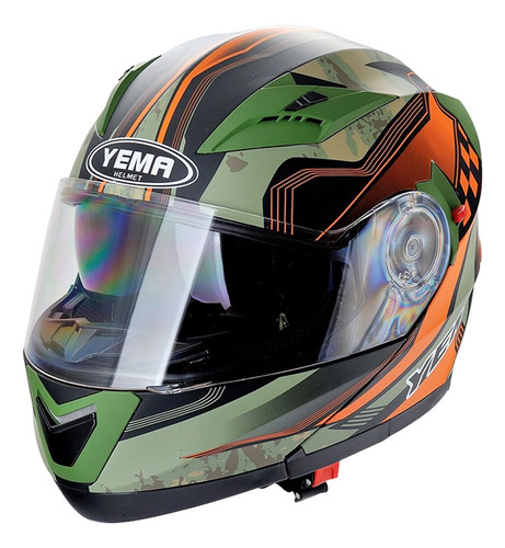 Yema Casco Abatible Para Moto Color Verde Maverick - Talla M