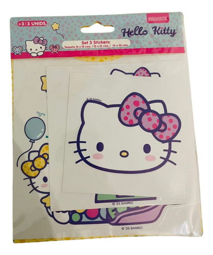 Set 3 Grandes Stickers Hello Kitty Sanrio Fondo Transparente