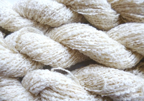 Color Crudo Blanco Nudoso Boucle Lana Hilo Nailon Tejer