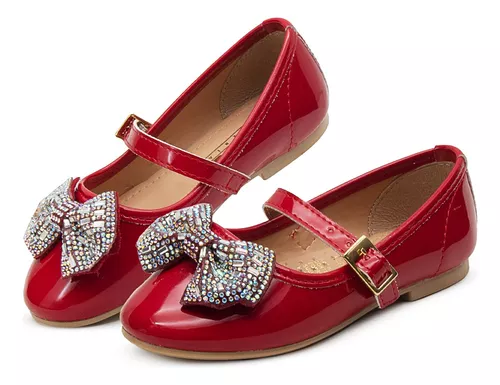 Zapato Balerina Para Niña Princesa Ninos Fiesta Charol Rojo