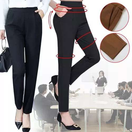 Pantalón de Vestir para Mujer con Pinzas, Estilo Entubado - Ideal para la  Oficina