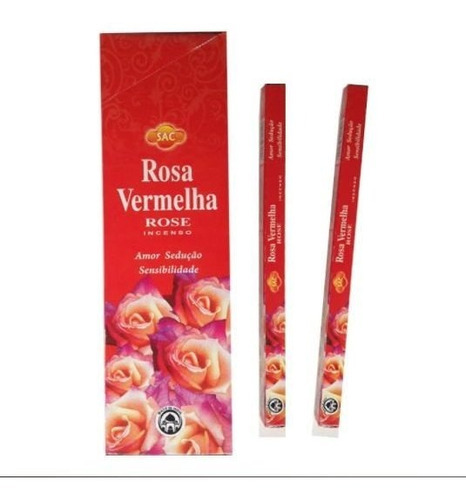 Incenso Indiano Sac Rosa Vermelha - 25 Cxs - 8 Varetas Cada