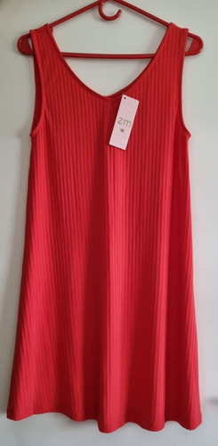 Vestido Zoom Rojo, De Algodón, Nuevo. Talle M, Sin Uso