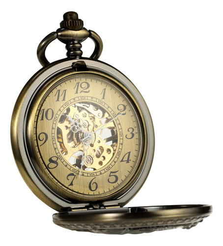 Reloj De Bolsillo Bronce Mecánico Antiguo Caballo 3d Hombre Color