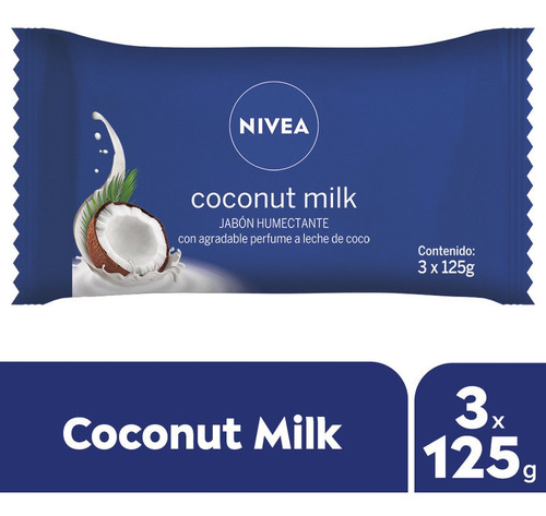 Imagen 1 de 1 de Jabon Coconut Milk Nivea Flow Pack 3 X 125 Grs