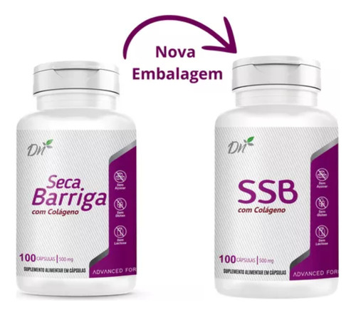 Seca Barriga Ssb Com Colágeno 500mg 100 Cáps 2 Unidades