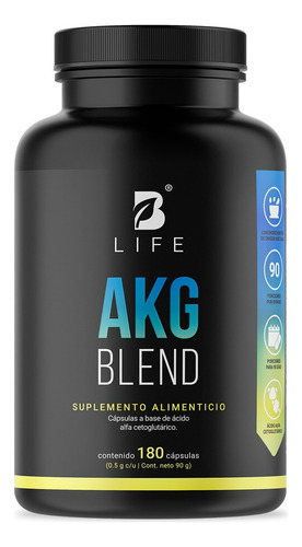 Akg Ácido Alfa Cetoglutárico 1000mg 180 Cápsulas B Life Akg Sabor Sin Sabor