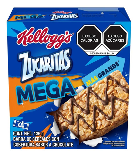 3 Pzs Kellogs Barras De Cereal Arroz Endulzado Mega Zucarita