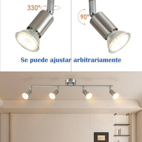 Dehobo Gu10 Cromo Lámpara De Riel Para Decorativas Moderna Iluminación 4 Luces Iluminación De Riel Color Plateado Flexible Lamparas Decorativas Colgantes Lamparas Decorativas Techo Lamparas De Riel
