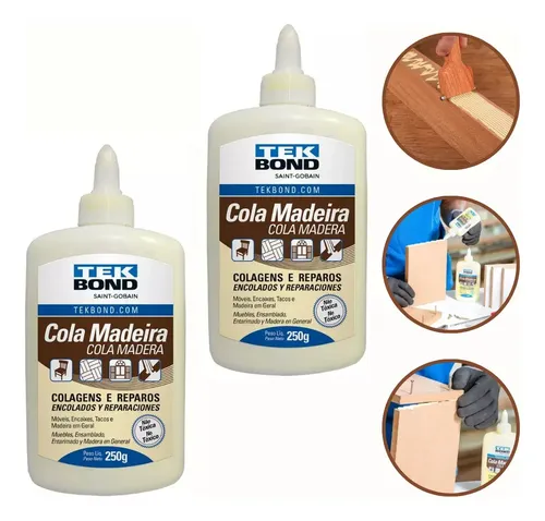 2x Cola Para Madeira Mdf Tek Bond 250gr Colagens E Reparos | MercadoLivre