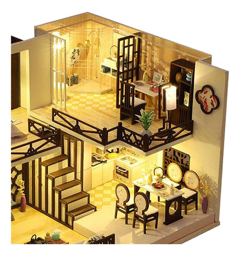 Casa De Miniatura Con Muebles, De Diy Con Cubierta A Prueba
