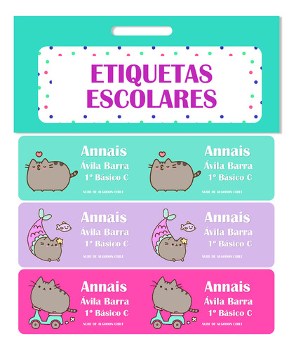 40 Etiquetas Escolares Personalizadas Pc Kawaii Niñas