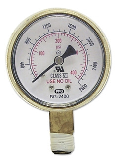 Best Welds Pressure Gauge, 2 In, 100 Psi, Brass, 1/4 Inc Ddd