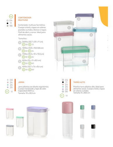 Imagen 6 de 7 de Set 2 Contenedor Hermético Táper Organizador Plástico 2400cc