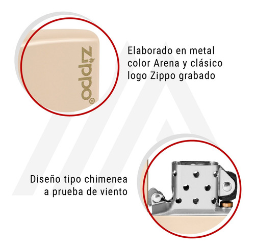 Imagen 8 de 10 de Encendedor Zippo Lighter Classic Flat Sand Zippo Logo