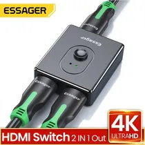 Comprar Switch Splitter HDMI Bidireccional 2 en 1 de Essager Interruptor Hdmi 4k Divisor Admite Conversión de Audio y Vídeo 4K, Para Monitores, Proyectores, Portátiles
