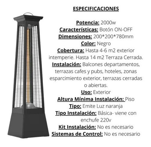 Imagen 2 de 9 de Calefactor Estufa Exterior Portátil Terraza Jardín Balcón Pr