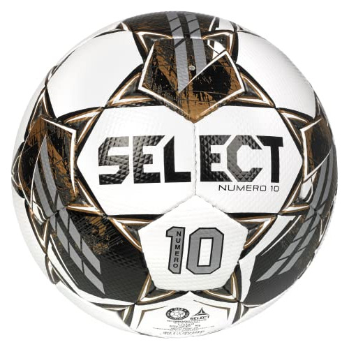 Select Numero 10 V22 Soccer Ball, White/black/gold, Size 5