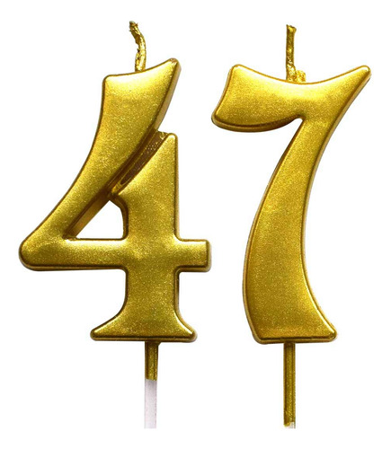 Vela Cumpleaño Numero 47 Dorado Para Decoracion Tarta Mujer
