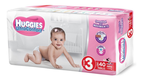 Pañal Huggies Ultraconfort Niña E3 40 Pzas