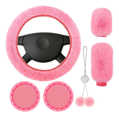 Juego De Accesorios De Coche Fluffy De 6 Piezas Volante Espo