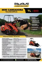 Comprar Pala Cargadora Manipulador Tl 800 Taurus Maquinaria Vial