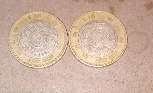 Monedas De 10 Pesos, Año 2000 Y 2001.... Coleccion.