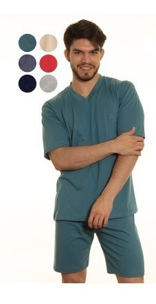 Imagen 2 de 8 de Pijama Hombre Jersey Liso 100% Algodón Verano