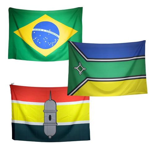 Kit 3 Bandeiras Brasil Macapá E Amapá 1,5 X 1,00 Oxford