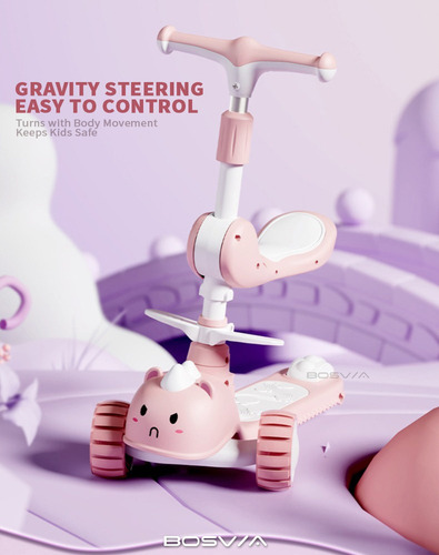 Patinete Infantil Ajustável Com Assento E Rodas Led