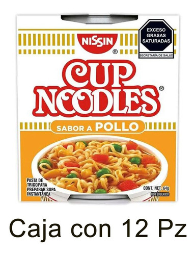 Sopa Nissin Cup Noodles Pollo 64gr 12pack