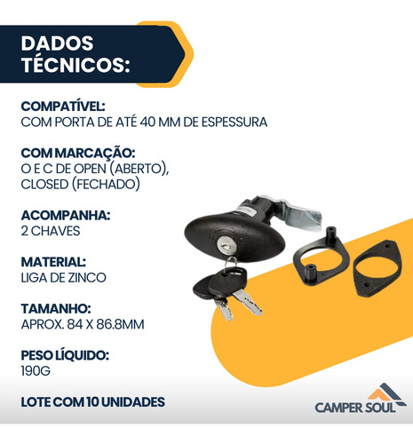 Fechadura Tulha Bagageiro Gaveta Compressão Lote 10 Unidades