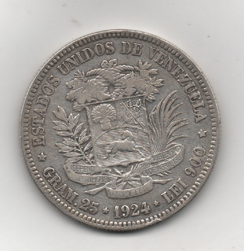 Moneda De 5 Bs Fuerte De 1924