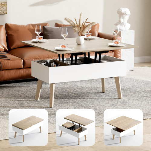 Mesa De Centro Elevable 3 En 1