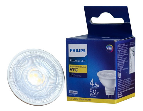 Bombillo Dicroico Mr16 4.5-50 3000k Philips