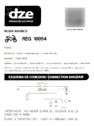 Regulador Dze 10054 Estandar Yamaha Dt 175 Ca+cc 12v 12a