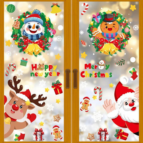 2 X 4x Adhesivos Navideños Para Ventanas, Decoraciones