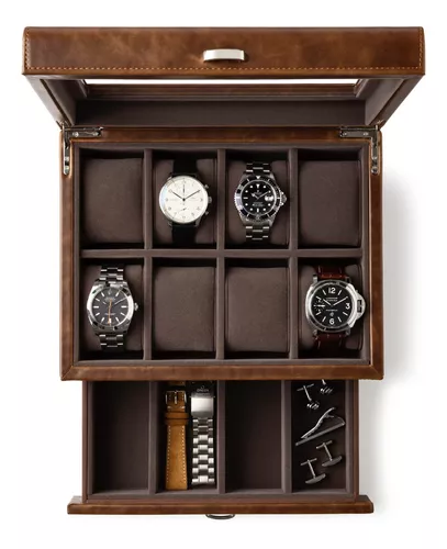 Pinzoveco Caja organizadora de reloj para hombre, caja de reloj de