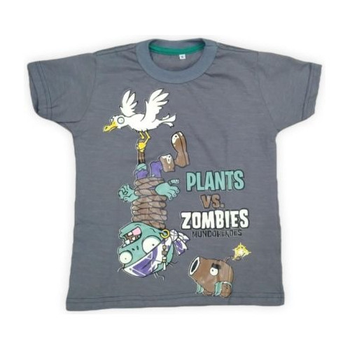 Remera Manga Corta Verano De Plantas Zombies