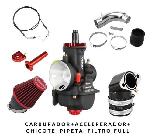 Carburador Nibbi Power Jet Gy6, Kit Full Admisión Scooter   