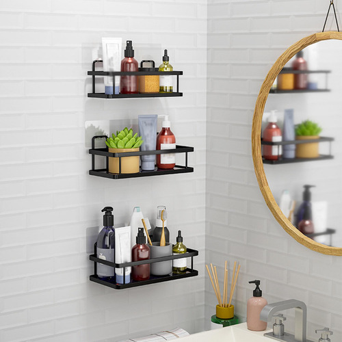 Estante De Ducha, Cesta De Ducha Para Baño, 3 Niveles Negro