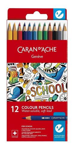 Caran Dache Lapices Linea Escolar Acuarelables X 12  Carton