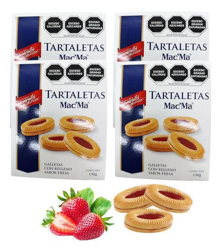 Galletas Tartaleta Fresa 3 Pz 150 G Mac Ma